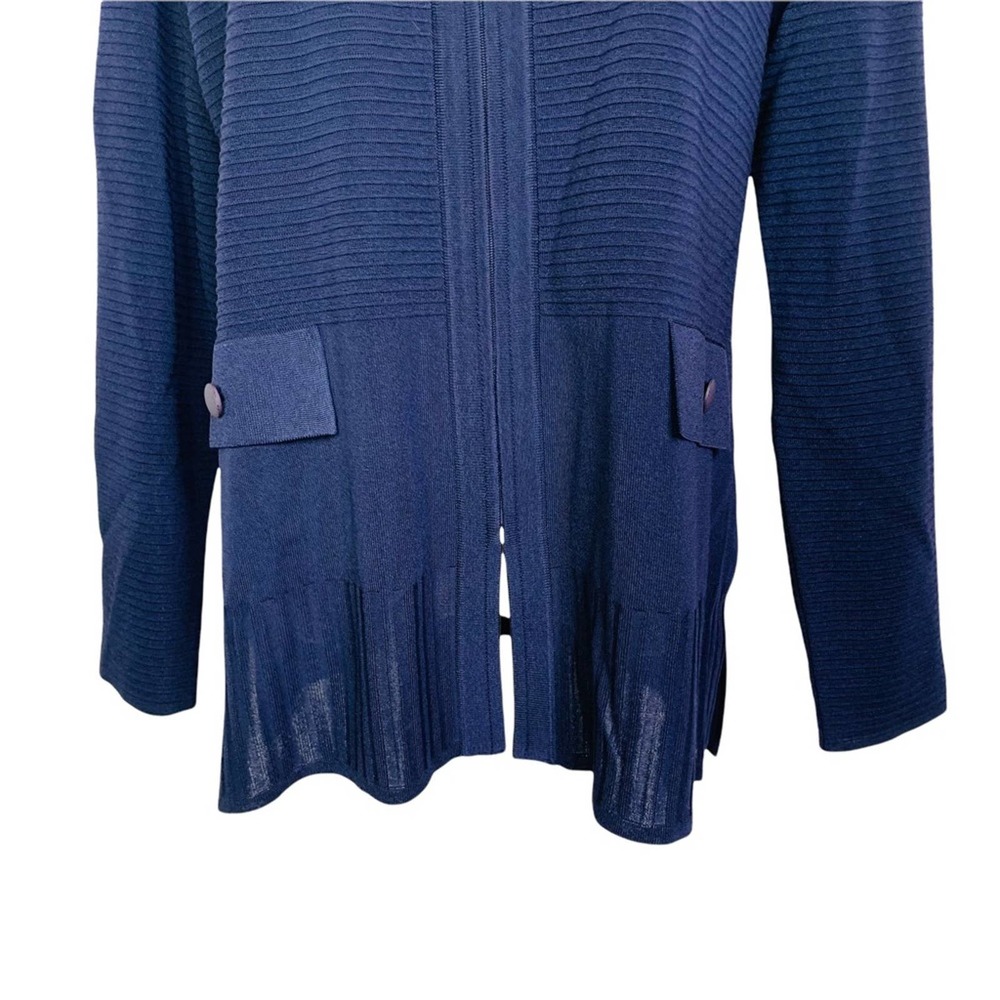 Misook Navy blue Zip Ribbed Jardigan MEDIUM 2818 - Picture 2 of 8